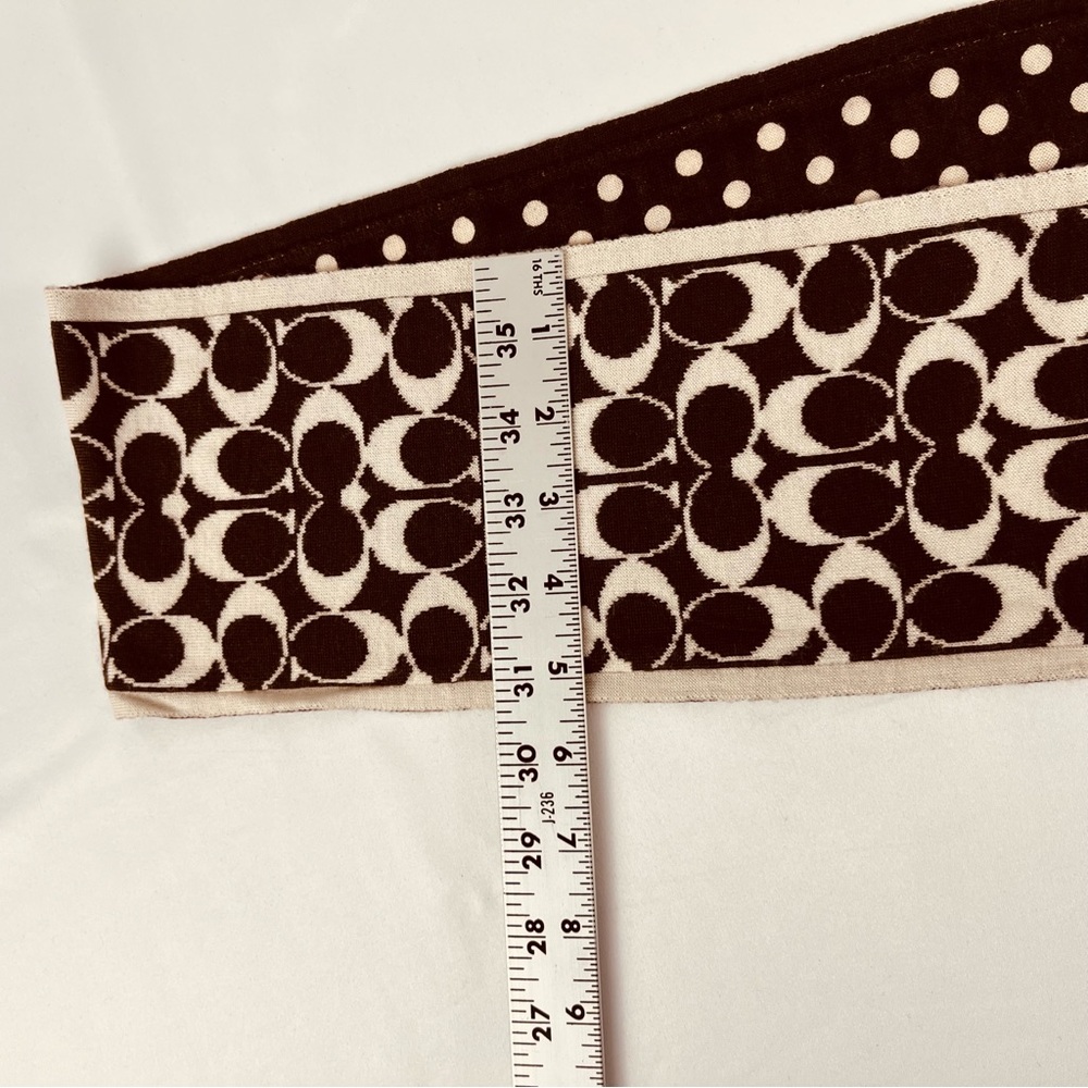 NWT Coach Signature C and Polka Dot Reversible Skinny Scarf Brown Cream - Picture 5 of 10
